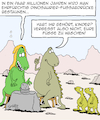 Cartoon: Ehrfurcht (small) by Karsten Schley tagged historisches,urzeit,dinosaurier,archäologie,medien,wissenschaft,forschung,natur,tiere,gesellschaft