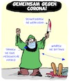 Cartoon: Gemeinsam gegen Corona (small) by Karsten Schley tagged corona,pandemie,gesellschaft,gesundheit,tod,religion,masken,abstand,politik