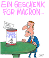 Cartoon: Geschenk für Macron (small) by Karsten Schley tagged macron,trump,usa,frankreich,europa,politik,wirtschaft,diplomatie,militär,bündnisse