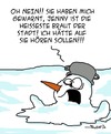 Cartoon: Heiss (small) by Karsten Schley tagged männer,frauen,liebe,beziehungen,erotik,schnee,wetter,schneemänner,klima