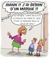 Cartoon: Masques (small) by Karsten Schley tagged covid19,masques,sante,digestion,famille,enfants