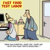 Cartoon: Mehr Tests (small) by Karsten Schley tagged fastfood,gastronomie,wissenschaft,chemie,labore,lebensmittelchemiker,business,ernährung,gesundheit,wirtschaft,industrie