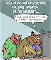 Cartoon: The Inventor (small) by Karsten Schley tagged internet,technology,computers,communication,cats,history,science,research