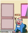 Cartoon: Vor der Tür... (small) by Karsten Schley tagged politik,koalitionsvertrag,cdu,spd,merkel,schulz,juniorpartner,regierung,zustimmung,verhandlungen,deutschland