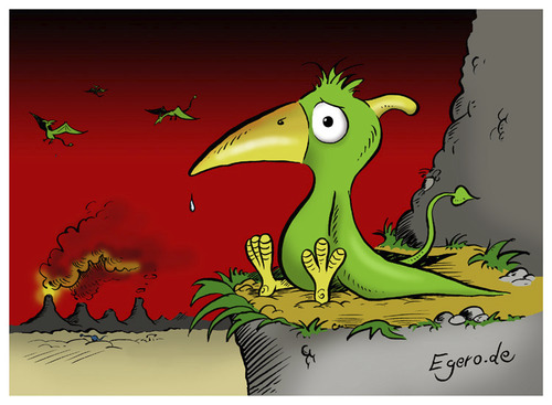 Cartoon: Learning to fly (medium) by Egero tagged pterodactyl,egero,oliver,eger