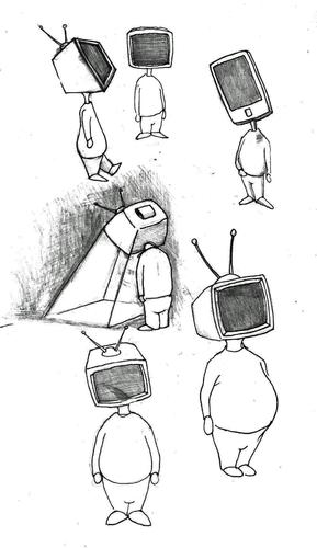 Cartoon: TeeVee Heads (medium) by urbanmonk tagged drawing
