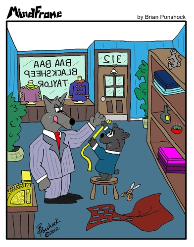 Cartoon: MINDFRAME (medium) by Brian Ponshock tagged wolf,sheep,clothing,taylor