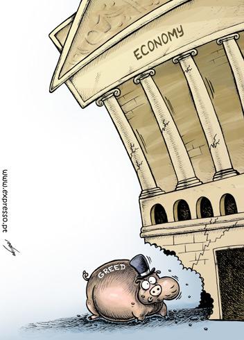 Cartoon: A financial sin (medium) by rodrigo tagged economy,crisis,financial,international,banks,greed,sin
