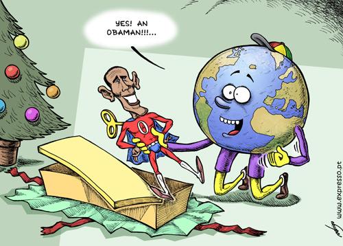 Cartoon: A new toy for the world (medium) by rodrigo tagged obama,usa,us,administration,world,international,politics