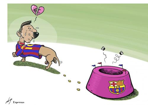 Cartoon: Barceloneliness (medium) by rodrigo tagged messi,barcelona,psg,football,transfer,market,economy,sport,finance,deal,spain,france,argentina
