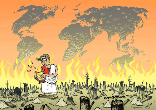 Cartoon: Bolsonero (medium) by rodrigo tagged brazil,bolsonaro,amazon,jungle,forest,fires,earth,pollution,nature,global,warming,environment,politics,international,world