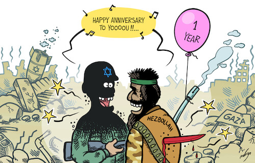 Cartoon: Celebrawltion (medium) by rodrigo tagged israel,palestine,hamas,terrorist,attack,israeli,hezbollah,rockets,palestinian,militants,fight,gaza,conflict,lebanon,border,war,terror,military,international,politics,diplomacy,anniversary,7october,israel,palestine,hamas,terrorist,attack,israeli,hezbollah,rockets,palestinian,militants,fight,gaza,conflict,lebanon,border,war,terror,military,international,politics,diplomacy,anniversary,7october