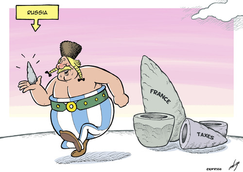 Cartoon: Depardiev (medium) by rodrigo tagged taxes,putin,vladimir,depardieu,gerard,movie,cinema,actor,russia,france