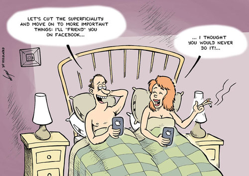 Cartoon: Facebook love (medium) by rodrigo tagged facebook,society,internet,technology,site,network,social,love
