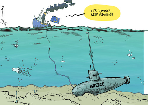 Cartoon: Greece in Depth (medium) by rodrigo tagged greece,european,union,eu,debt,economy,financial,bailout,imf