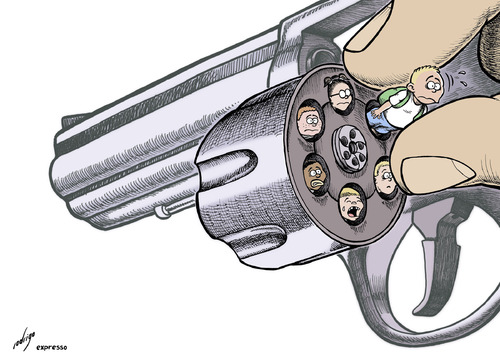 Cartoon: Newtown kid shooting (medium) by rodrigo tagged us,usa,obama,children,shooting,school,newtown,guns,nra