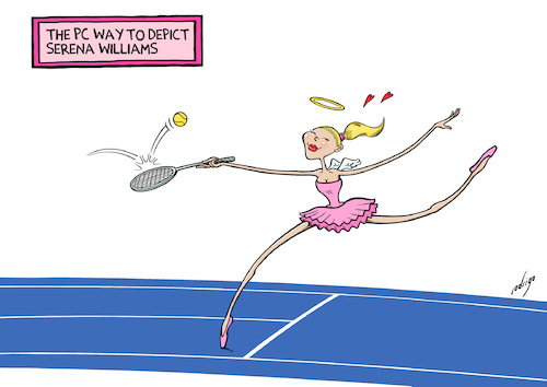 Cartoon: Political Correctennis (medium) by rodrigo tagged serena,williams,usa,usopen,tennis,sport,race,gender,political,correctness