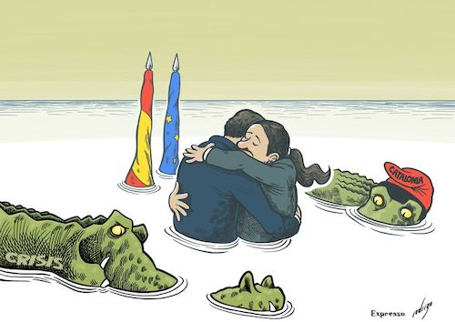 Cartoon: Spain turns lefter (medium) by rodrigo tagged spain,elections,left,podemos,psoe,politics,europe,catalonia,crisis,economy