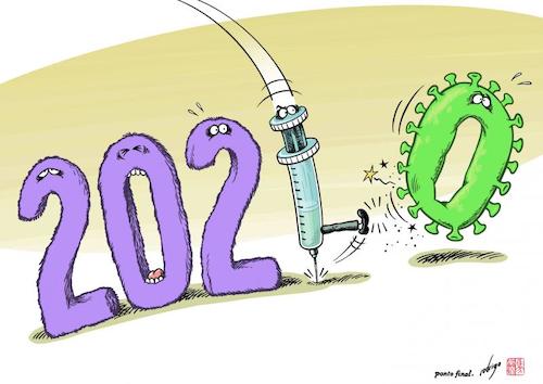 Cartoon: Vaccinew Year! (medium) by rodrigo tagged covid19,coronavirus,pandemic,vaccine,health,new,year,2020,2021,politics,international,society,global,economy,big,pharma,pharmaceutical,industry,science,medicine