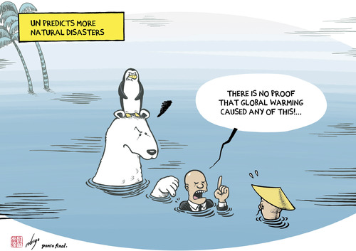 Cartoon: Warming deniers (medium) by rodrigo tagged un,united,nations,tragedy,climate,change,report,deniers,flood