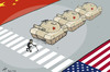 Cartoon: Chen crosses the big street (small) by rodrigo tagged chen,guangcheng,china,activist,blind,freedom,democracy,repression,political