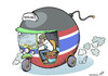 Cartoon: Martial Thailaw (small) by rodrigo tagged thailand,martial,law,protests,riots,tuktuk,bomb