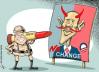 Cartoon: McCain uses lipstick weapon (small) by rodrigo tagged mccain,obama,palin,presidential,elections,usa,politics