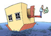 Cartoon: Mortgage drowning (small) by rodrigo tagged housing real estate market subprime bank mortgage financial crisis euribor bubble