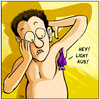 Cartoon: HEY! (small) by Yavou tagged bat yavou cartoon fledermaus licht aus achselhöhle armpit abendsegler man nude