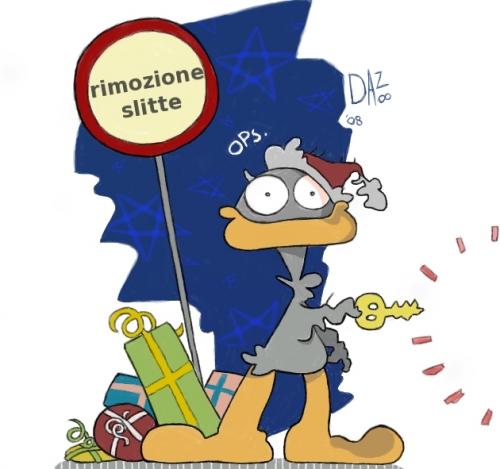 Cartoon: rimozione slitte (medium) by dan8 tagged christmas,natale,duck,slitta,sfiga