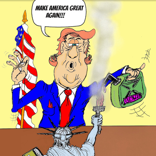 Cartoon: Brandstifter (medium) by Mittitom tagged brandstifter,benzin,brandbeschleuniger,trum,president