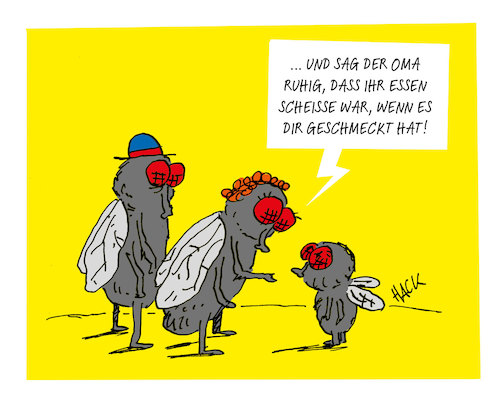 Cartoon: Essen bei Oma (medium) by ichglaubeshackt tagged oma,essen,lecker,fliegen,scheisse,großeltern,enkel,kinder