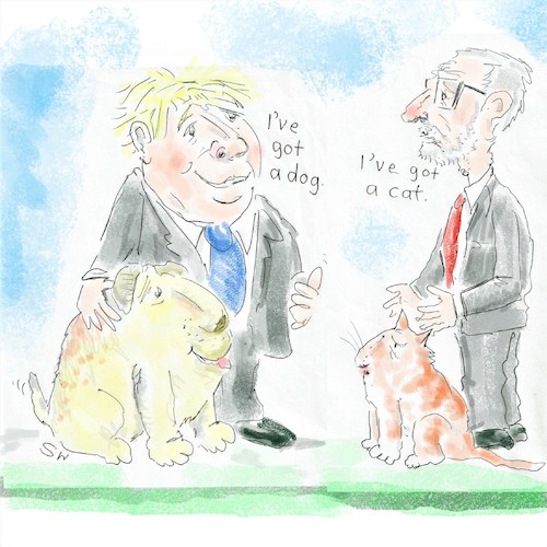 Cartoon: The election to be a close call (medium) by SteveWeatherill tagged boris,johnson,brexit,corbyn