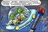 Cartoon: Guten Rutsch und frohes Neujahr! (small) by KritzelJo tagged silvester rakete grüne männchen fliegende untertasse alien invasion böse geister vertreiben jahreswechsel