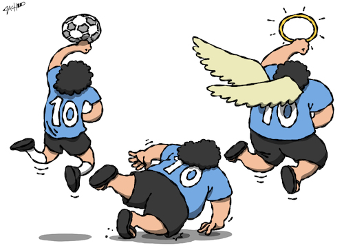 Cartoon: Life of Maradona (medium) by cartoonistzach tagged diego,maradona,football,sports,obituary,diego,maradona,football,sports,obituary