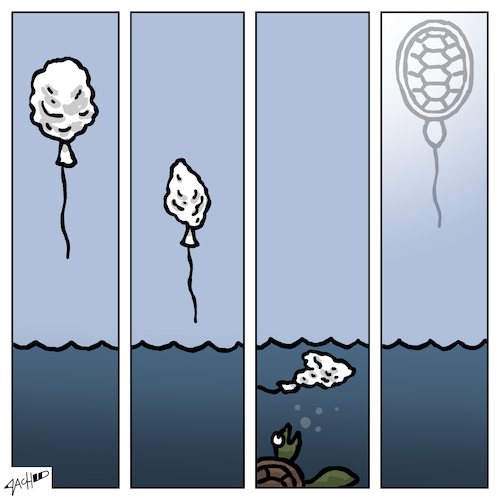 Cartoon: Up (medium) by cartoonistzach tagged environment,balloon,turtle,environment,balloon,turtle