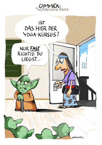 Cartoon: Yoga Kurs (medium) by GYMMICK tagged yoga,yoda,gymmick,cartoon,starwars