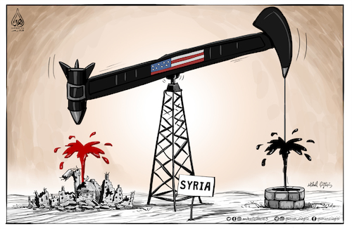 Cartoon: US policies in Syria (medium) by Mikail Ciftci tagged us,syria,war,oil,mikail