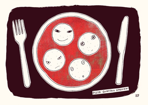 Cartoon: pizza quattro emozioni (medium) by befo tagged emotion,gefühl,lebensmittel,lecker,essen,meal,pizza,pizzapitch