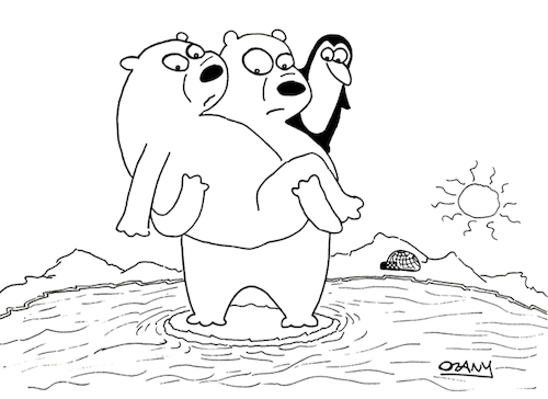 Cartoon: Climate Change (medium) by ozanootrac tagged climate,change,antartica,ice,nature,endangered,animals,pole,oceans,polar,bear,penguin,global,warming