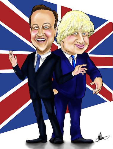 Cartoon: Boris Johnson and David Cameron (medium) by Marycaricature tagged politics,dave,cam,boris,johnson