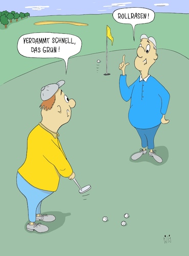 Cartoon: Rollrasen (medium) by WiesenWerner tagged golf,putten,grün,green,schnell