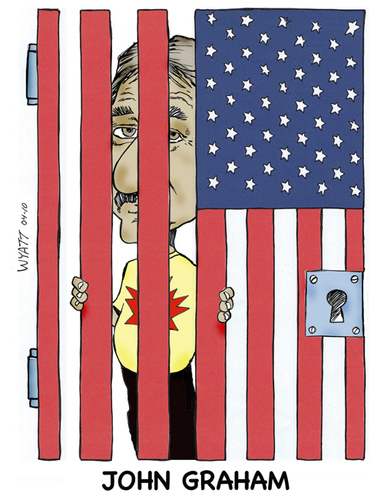 Cartoon: John Graham (medium) by wyattsworld tagged politics,murder,graham