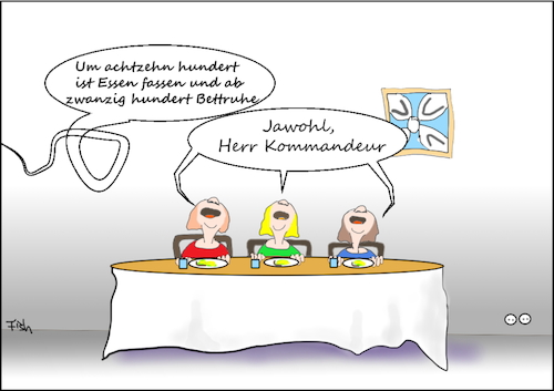 Cartoon: Bundeswehr in die Familien (medium) by Fish tagged bundeswehr,familien,soldaten,verteidigungsminister