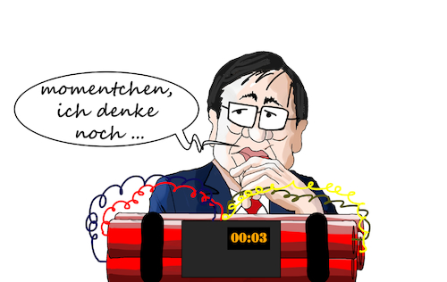 Cartoon: Laschet denkt noch (medium) by Fish tagged armin,laschet,angela,merkel,ostern,corona,lockdown,maßnahmen,lockerungen,öffnungen,cdu,csubombe,dynamit,zeit,zeitzünder,draht,denken,dynamitstangen