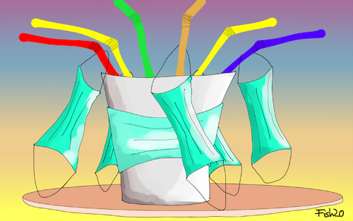 Cartoon: Party oben Ohne (medium) by Fish tagged mallorca,party,unvernunft,eigensinn,freiheit,urlaub,eklat,corona,insel,maskenpflicht,fish