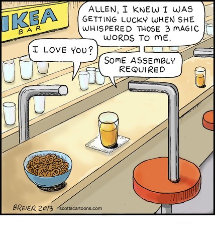 Cartoon: Ikea (medium) by noodles tagged furniture,ikea,bar,allen,wrench,some,assembly,required