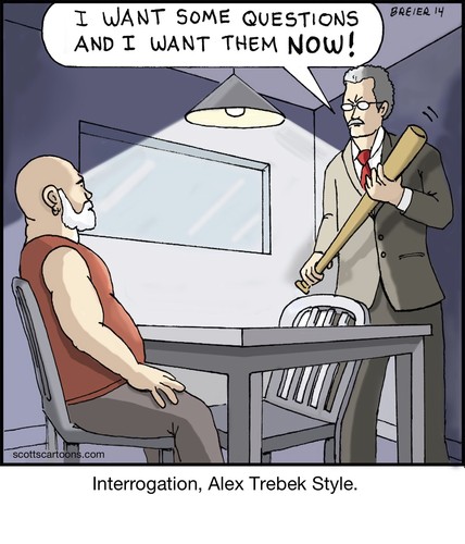 Cartoon: Interrogation (medium) by noodles tagged interrogation,alex,trebek,jeopardy,noodles,questions