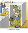 Cartoon: Frankenstein (small) by noodles tagged frankenstein airport security metal detector travel
