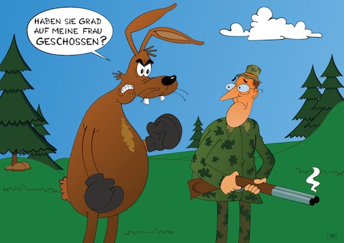 Cartoon: Waidmannsheil (medium) by Pinella tagged jagd,jäger,hase